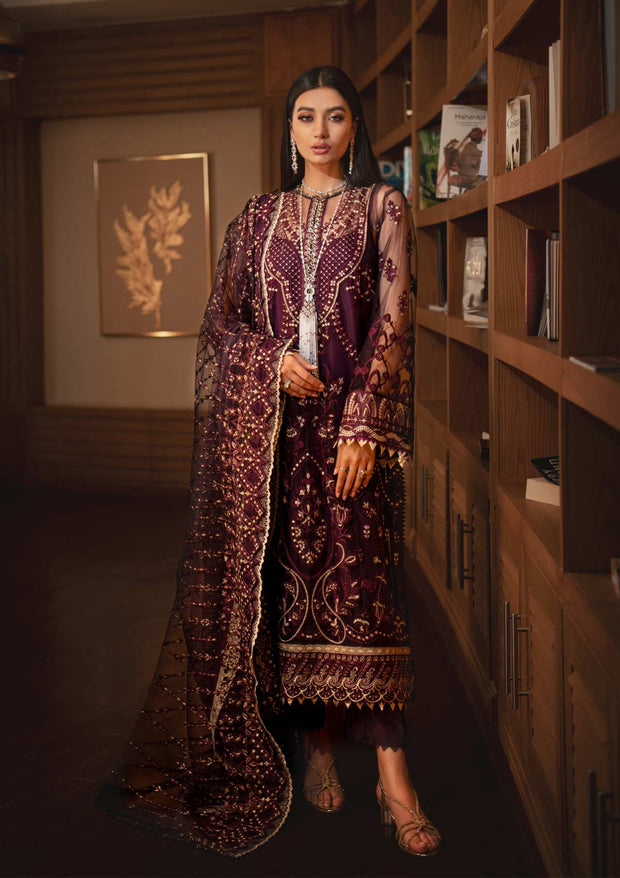 Purple Pakistani Dress with Elegant Embroidery Online