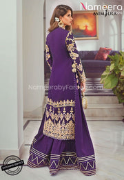 Purple Party Dress for Wedding with Embroidery Backside Look