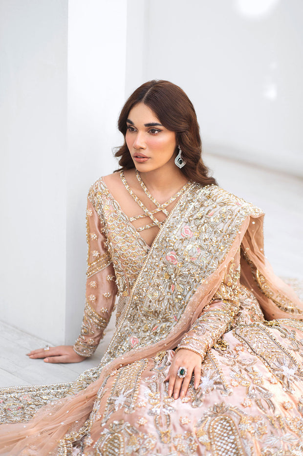 Rani Pink Lehenga Gown Pakistani Wedding Dress 2023