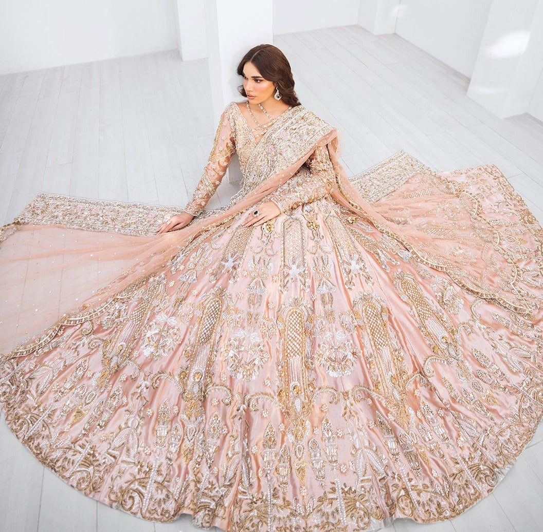 Heavy Rani Pink Lehenga Gown Pakistani Wedding Dresses – Nameera by Farooq