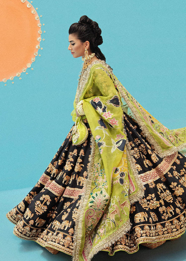 Raw Silk Black Green Pishwas 2022