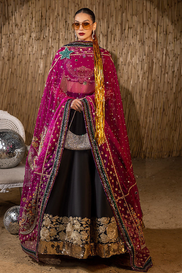 Raw Silk Black Lehenga Choli Pakistani Wedding Dress