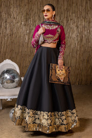 Raw Silk Black Lehenga Choli Pakistani Wedding Dresses