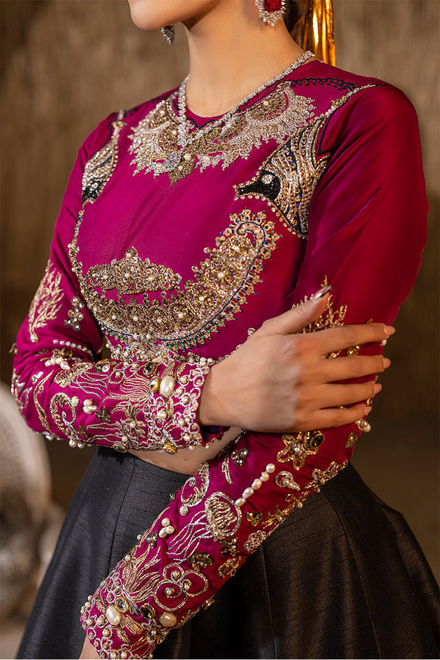 Raw Silk Black Lehenga Choli Pakistani