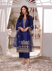 Raw Silk Blue Salwar Kameez Pakistani Eid Dress