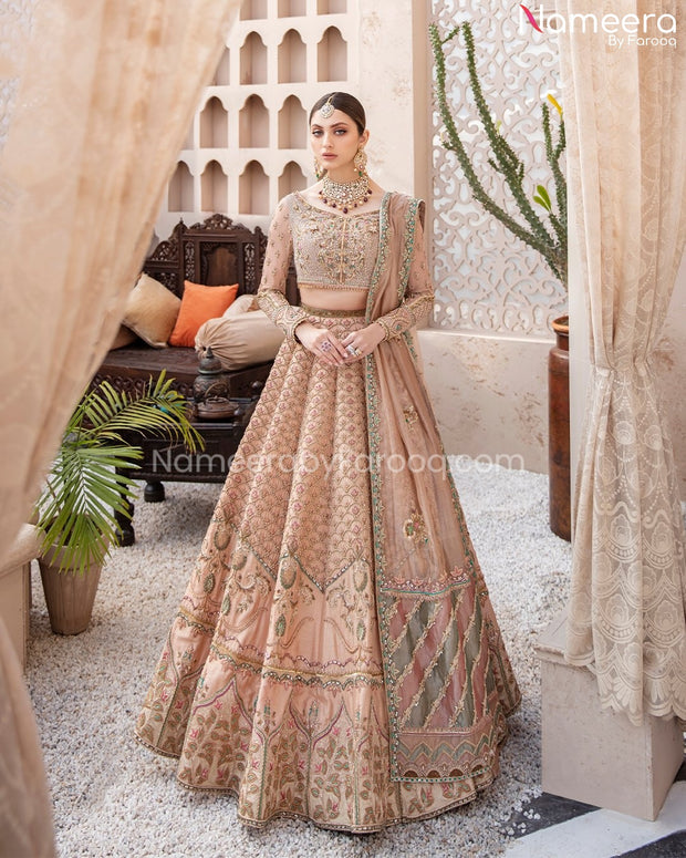 Pakistani Raw Silk Bridal Lehenga with Net Choli Online LARGE Pakistani Raw Silk Bridal Lehenga with Net Choli Online LARGE