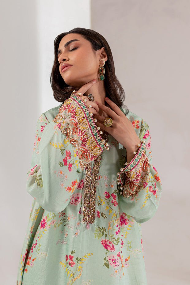 Raw Silk Kameez Trouser Dupatta Style Pakistani Party Dress