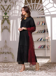 Raw Silk Kameez Trouser Pakistani Eid Dress in Black Online