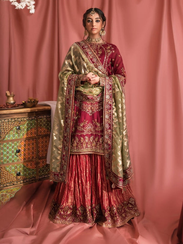 Raw Silk Kameez Trouser Style Pakistani Wedding Dress