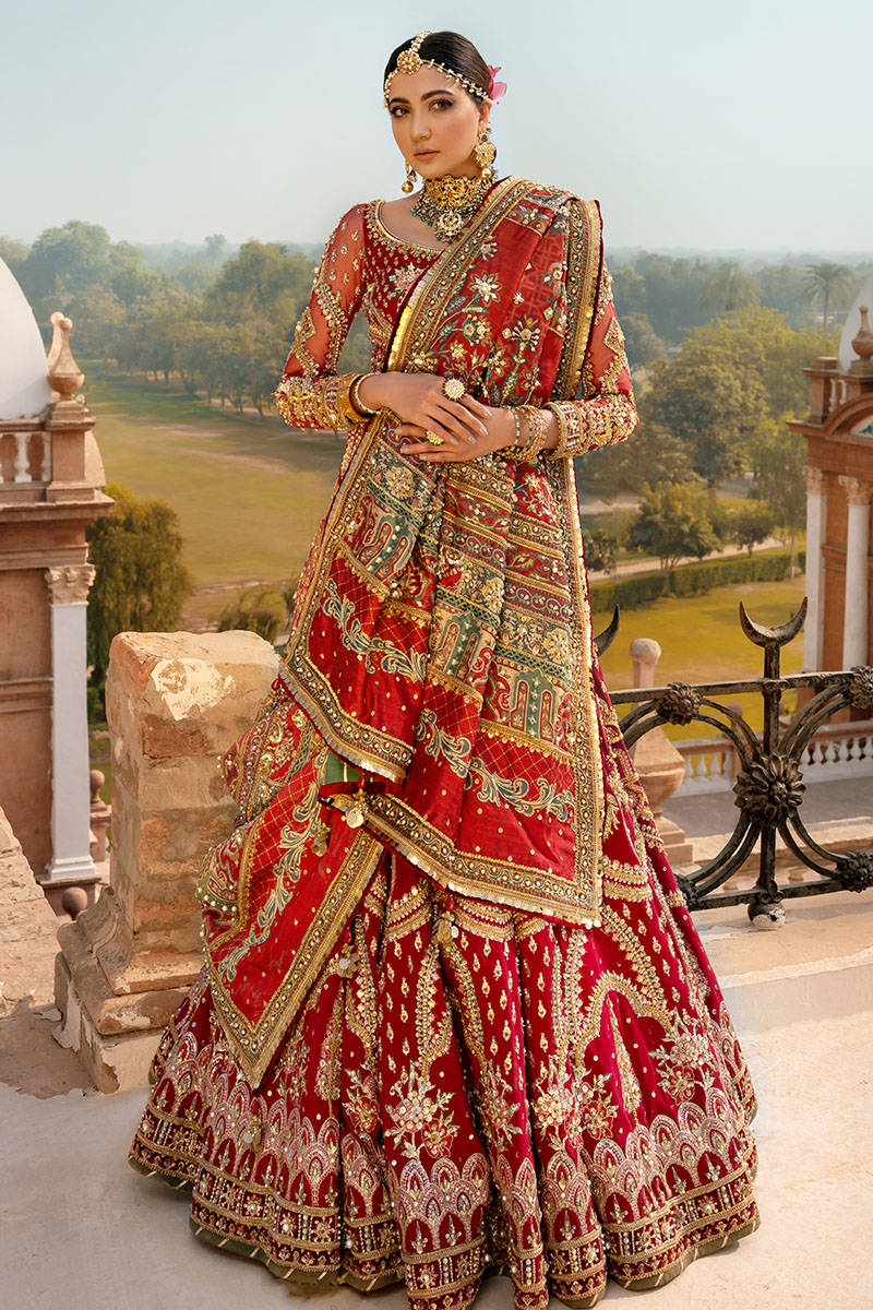 Raw Silk Lehenga Choli Red Dress Bridal