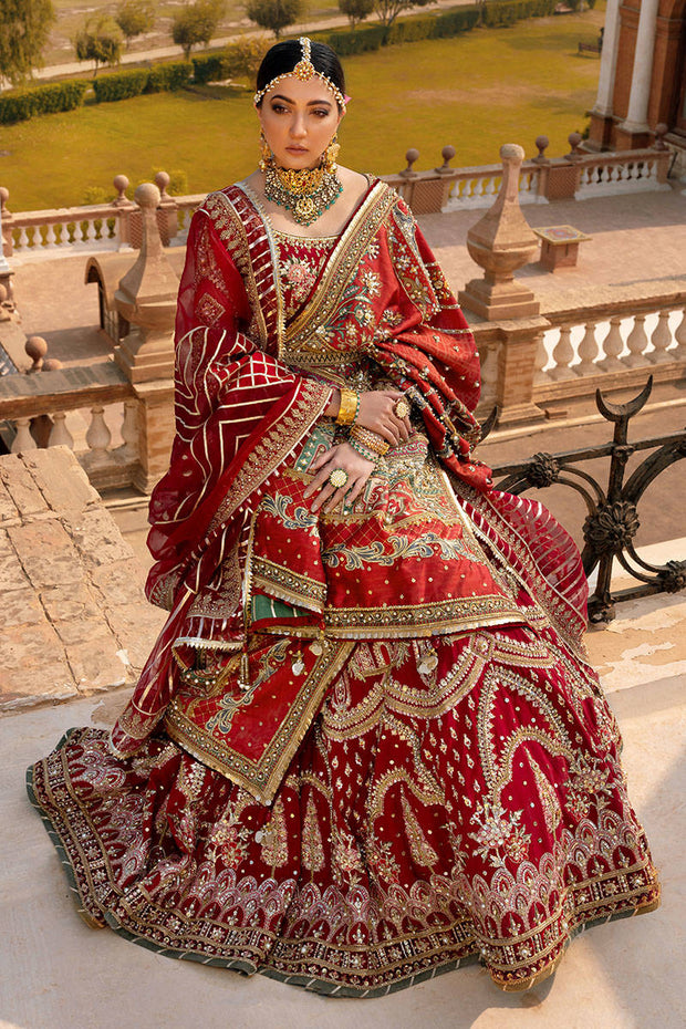 Raw Silk Lehenga Choli Red Dress Bridal Pakistani