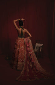 Raw Silk Lehenga Choli and Dupatta Indian Bridal Wear Online