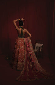 Raw Silk Lehenga Choli and Dupatta Indian Bridal Wear Online