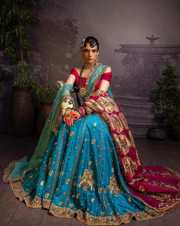 Raw Silk Lehenga Choli and Dupatta for Wedding