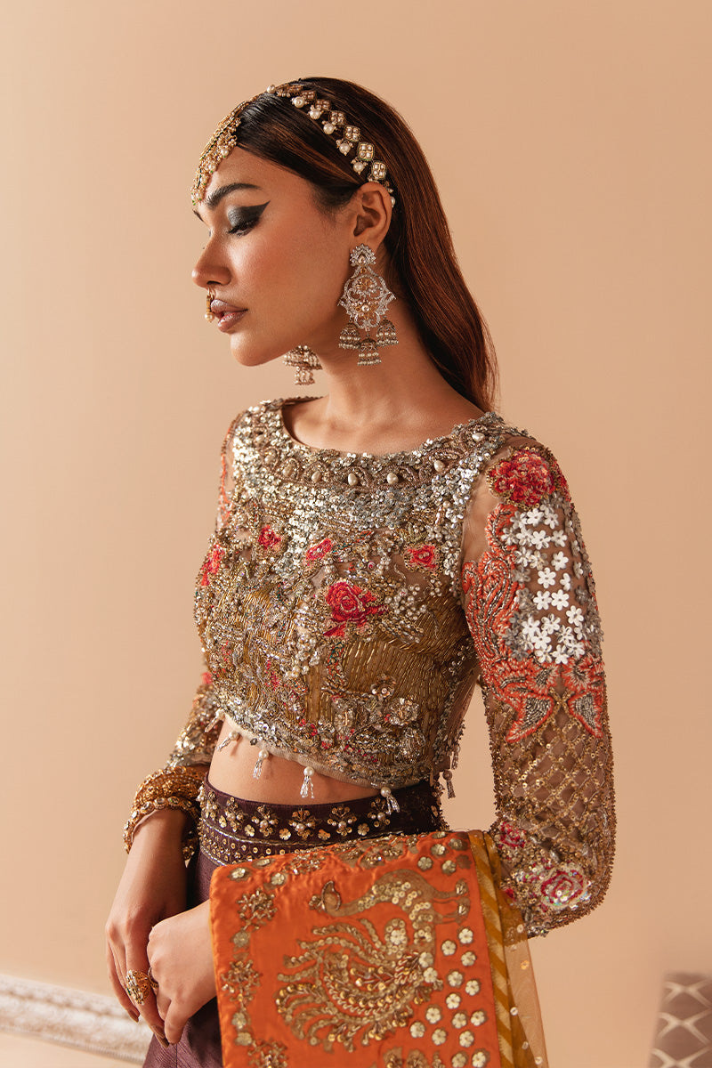 Luxurious Pakistani Bridal Lehenga with Net Choli