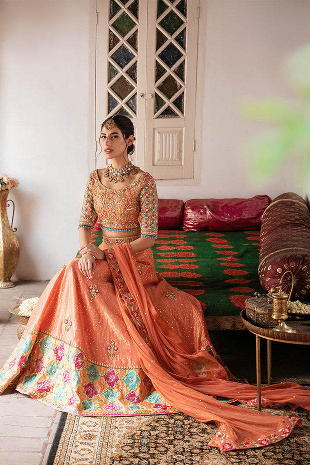 Raw Silk Lehenga Skirt Choli Pakistani Bridal Wear 2023