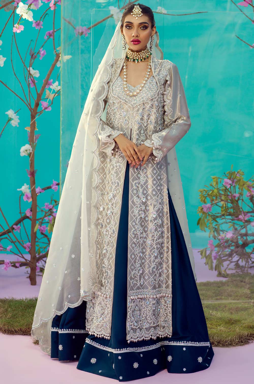 Elegant Raw Silk Bridal Lehenga & Kameez for Weddings