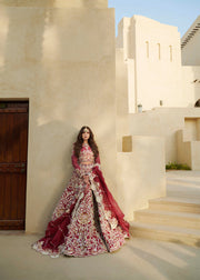 Raw Silk Pakistani Bridal Dress in Lehenga Choli Style Online
