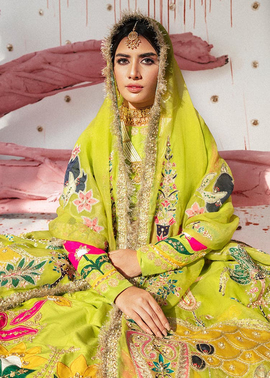 Raw Silk Parrot Green Lehenga Choli for Indian Bridal Wear 2022