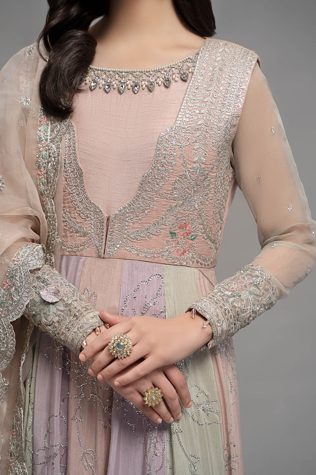 Raw Silk Rainbow Frock Churridar Pakistani Party Dresses 2023