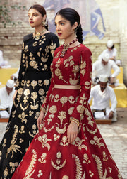Raw Silk Red Lehenga with Choli Dress Pakistani