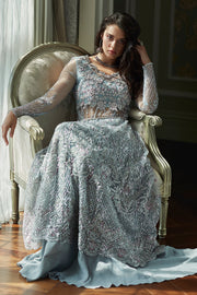 Raw Silk Sharara Dress and Wedding Gown Dress in Blue Online