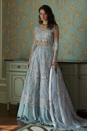 Raw Silk Sharara Dress and Wedding Gown Dress in Blue
