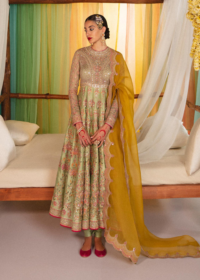 Raw Silk Yellow Anarkali Frock