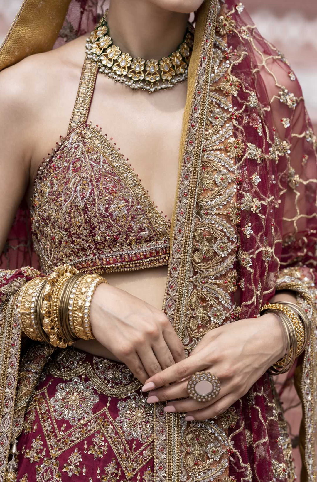Red Blouse Lehenga Bridal Wear 