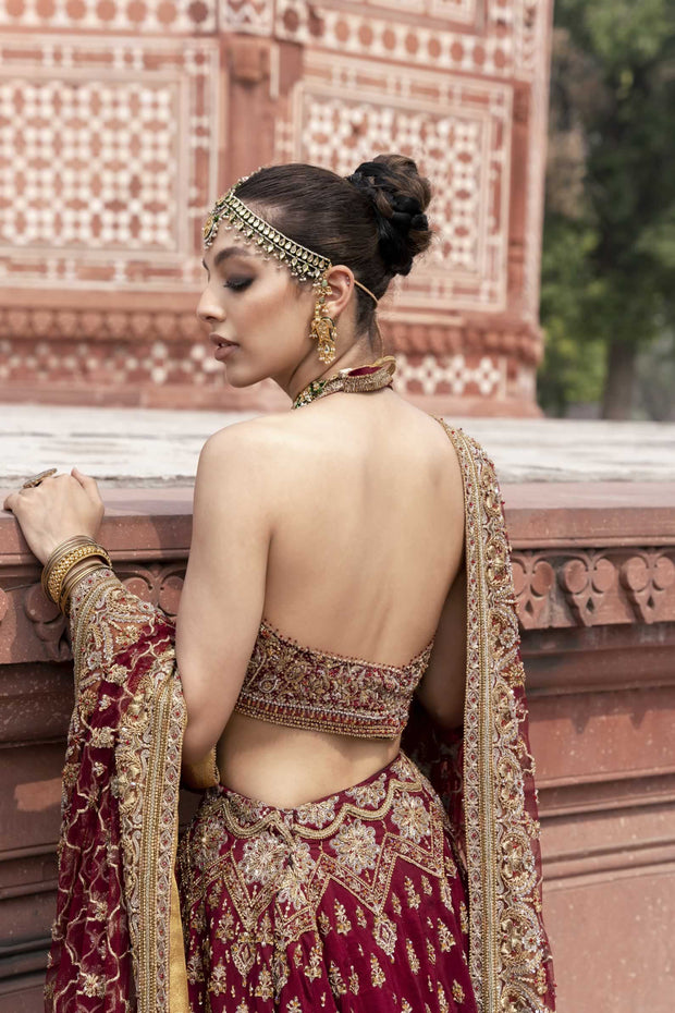 Red Blouse Lehenga Bridal Wear Pakistani Wedding Dresses 2023