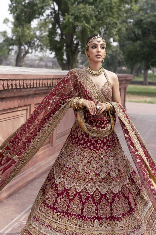 Red Blouse Lehenga Bridal Wear Pakistani Wedding 