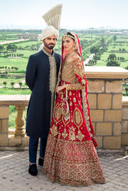 Red Bridal Dress Pakistani in Pishwas Style