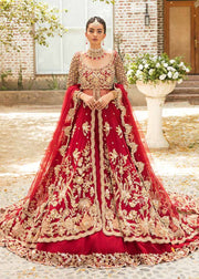 Red Bridal Dress Pakistani in Pishwas and Lehenga Style