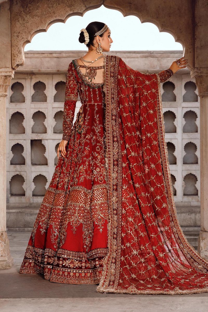 Elegant Tena Durrani Red Pishwas - Pakistani Bridal Dress