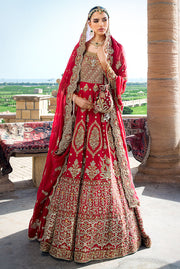 Red Bridal Dress Pakistani in Traditional Pishwas Style