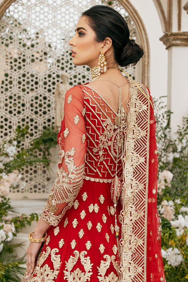 Red Bridal Dress Pakistani in Traditional Pishwas Style