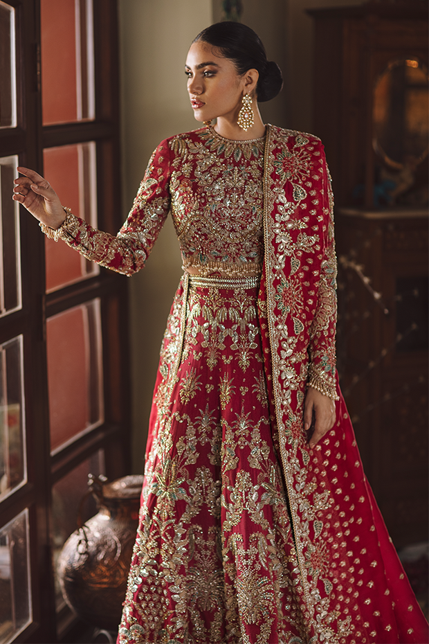 Red Bridal Lehenga Choli Dupatta in Premium Raw Silk Online