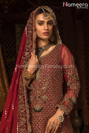 Red Bridal Lehenga Pakistani with Long Shirt