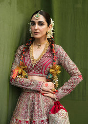 Red Bridal Lehenga in Silk with Organza Choli and Dupatta Pakistani Bridal Dress