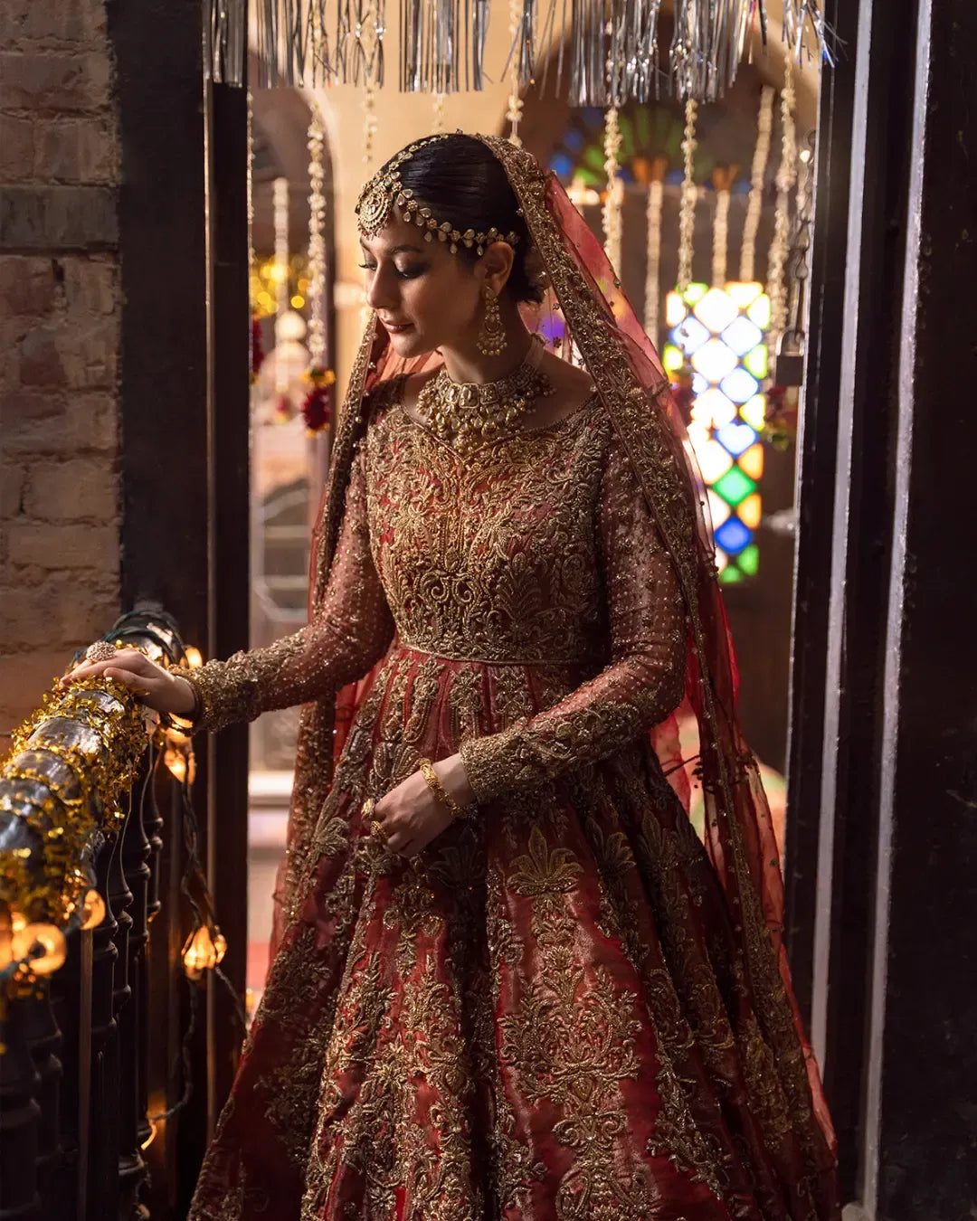 Traditional Red Pakistani Bridal Lehenga with Kameez & Dupatta