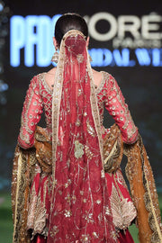 Red Bridal Lehenga with Peplum Pakistani Wedding Dress