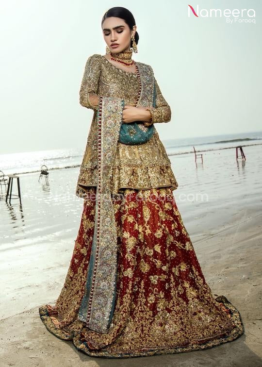 Red Bridal Lehenga with Short Frock