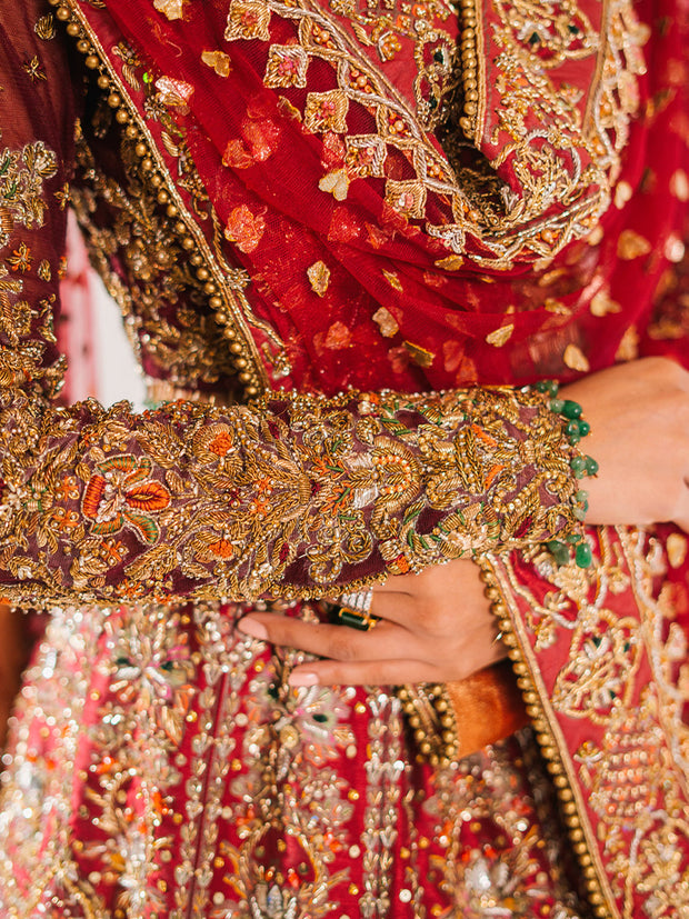 Red Bridal Lehnga Choli for Pakistani Wedding Dresses – Nameera by Farooq