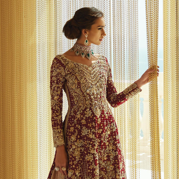 Red Bridal Lehnga with Long Kameez 