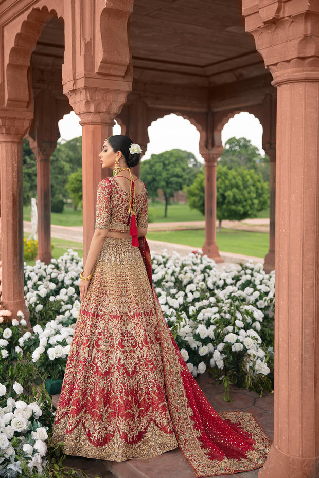 Buy Red Net Designer Bridal Lehenga Choli Online - LLCV01847