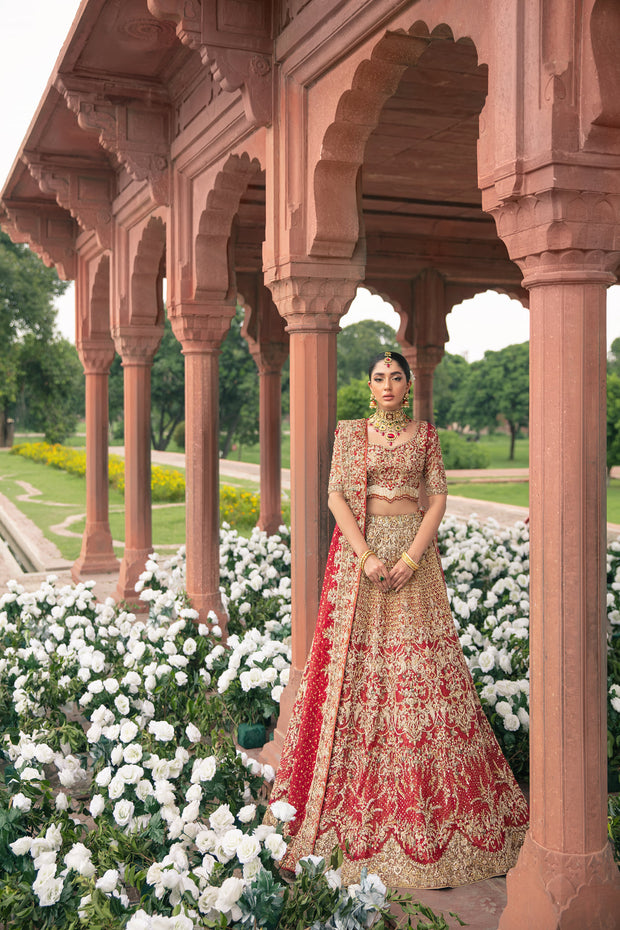 Red Bridal Net Lehenga Choli for Wedding Wear