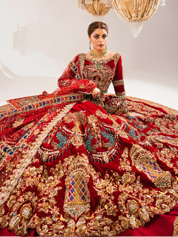 Red Bridal Pishwas Lehenga Pakistani Bridal Dresses 2023