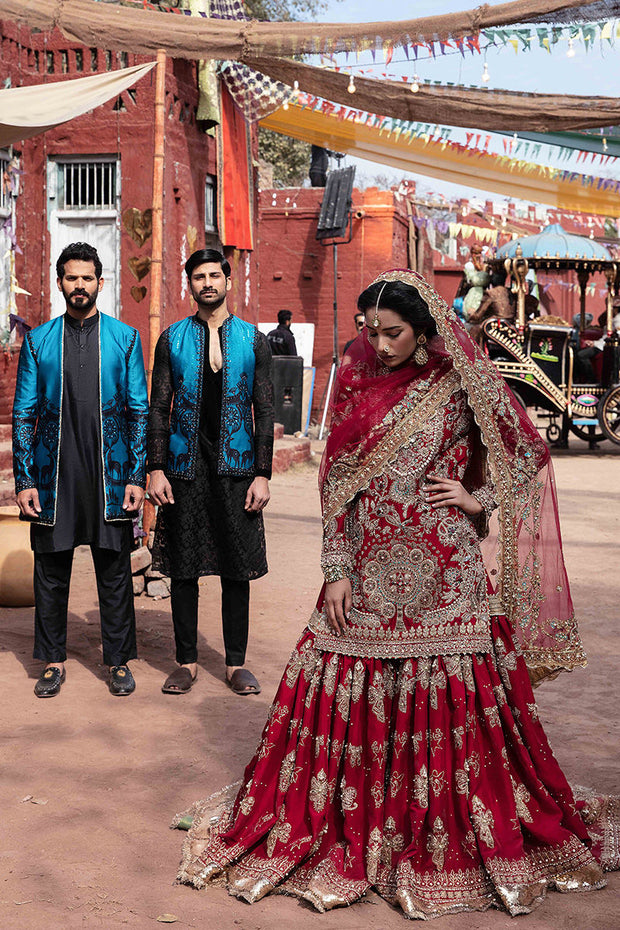 Red Bridal Sharara Kameez for Pakistani Wedding Dresses – Nameera by Farooq