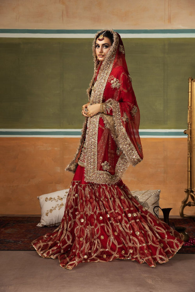 Red Bridal Sharara Shirt Pakistani Wedding Dress