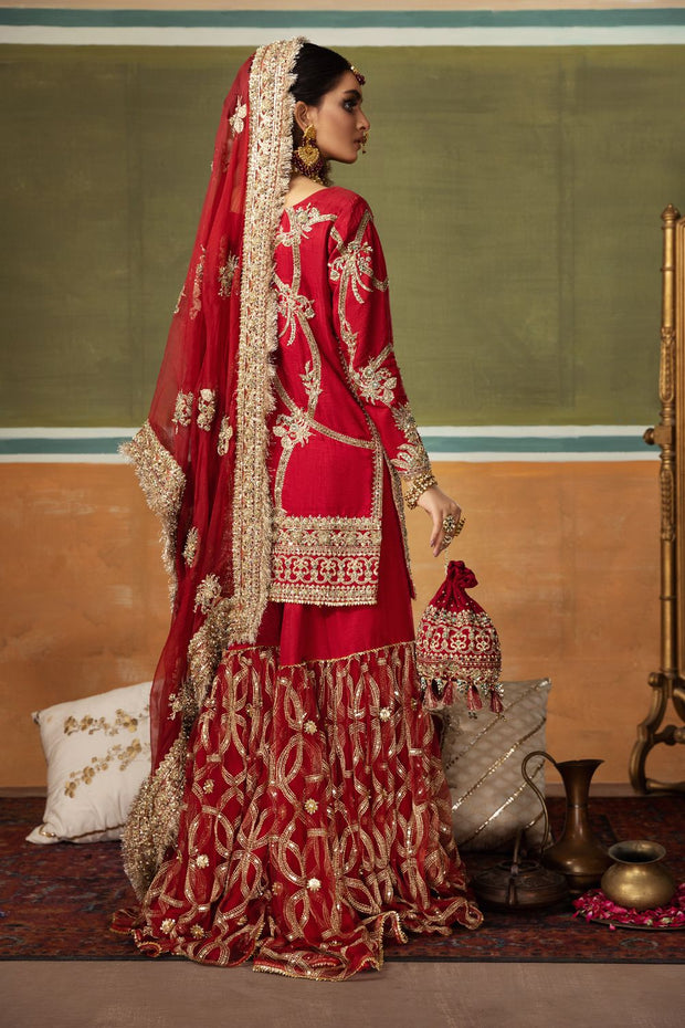 Red Bridal Sharara Shirt Pakistani 